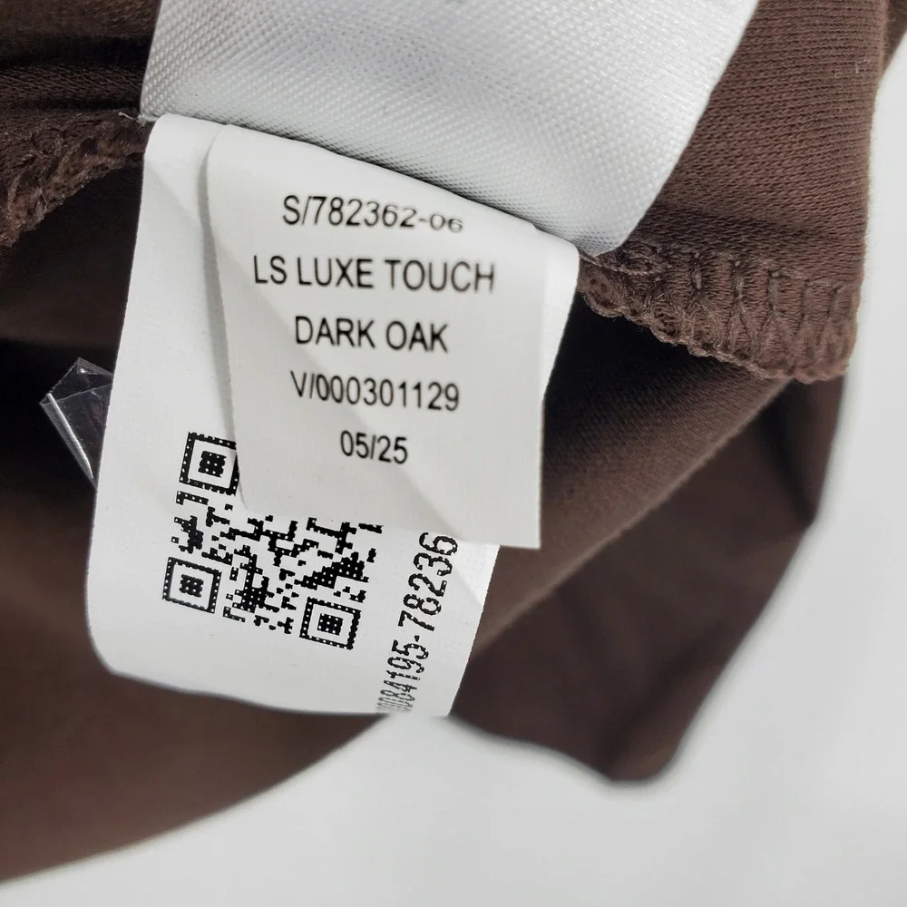 Banana Republic Luxe Touch Long Sleeve Crew Neck Tee Dark Oak Brown Minimalist